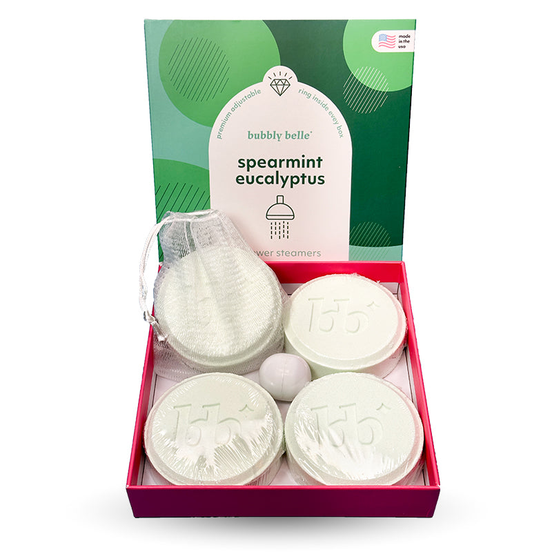Spearmint Eucalyptus Shower Steamers (4 Pack+Ring)