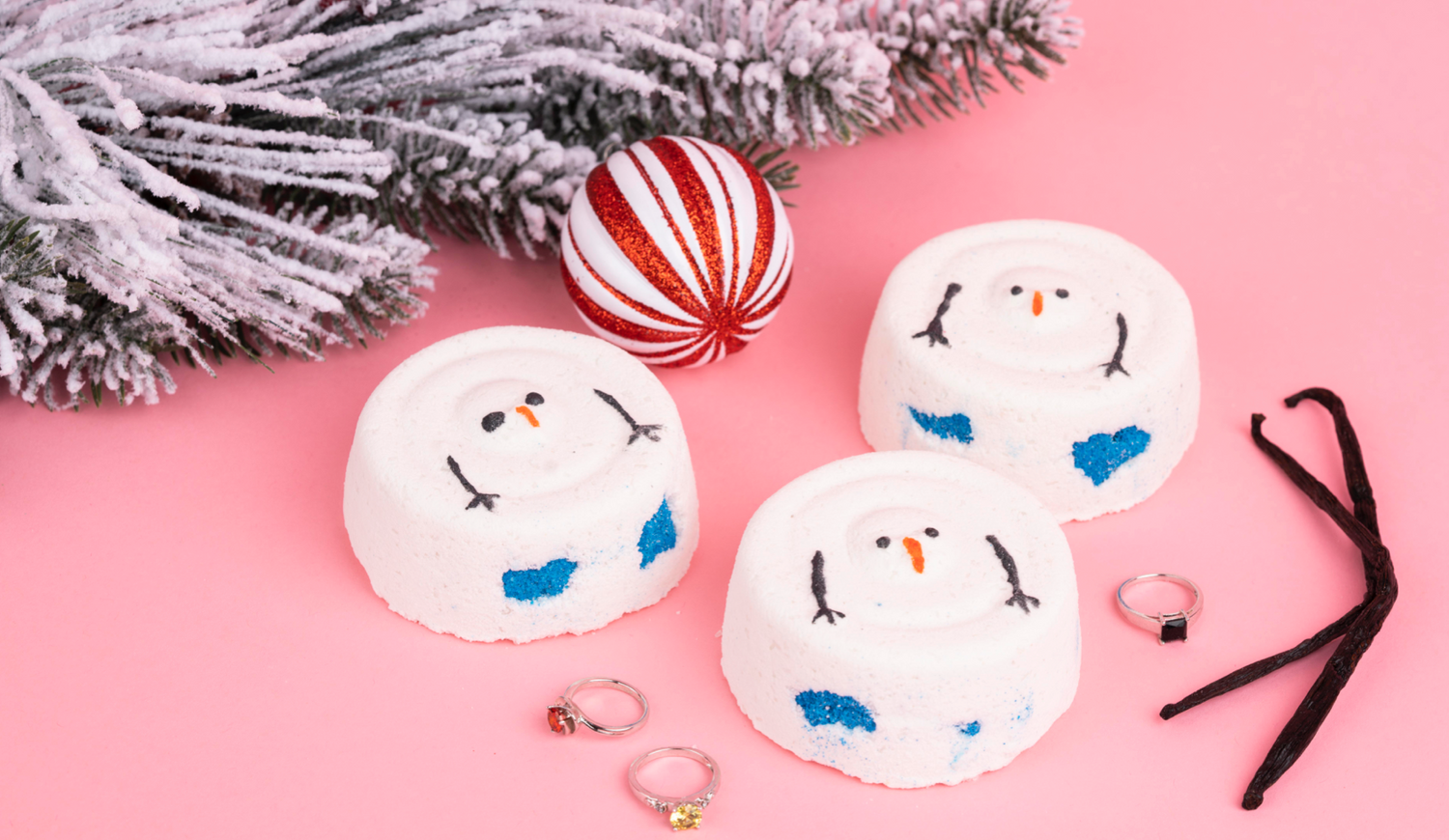 Christmas Melting Snowmen Bath Bombs With Rings