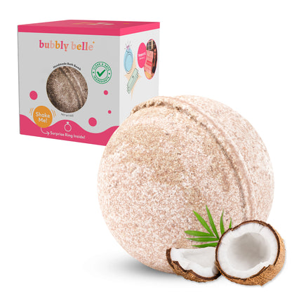 Bomba de baño de crema de coco (en caja de regalo, 6 oz, con aro)