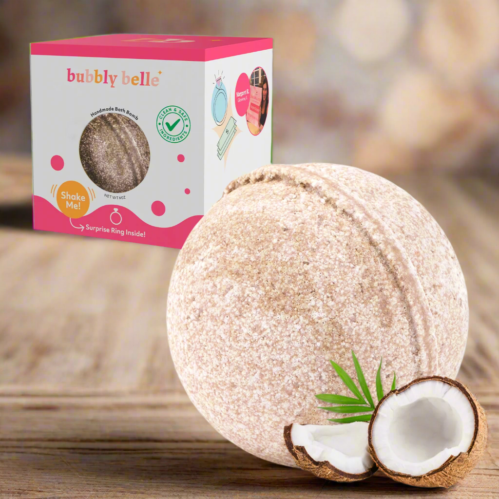 Bomba de baño de crema de coco (en caja de regalo, 6 oz, con aro)