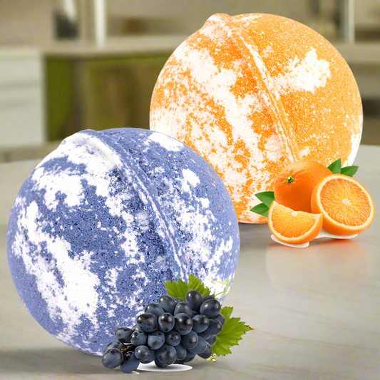 Bombes de bain au jus de raisin + baiser d'orange (6 oz/chacune avec anneaux) 