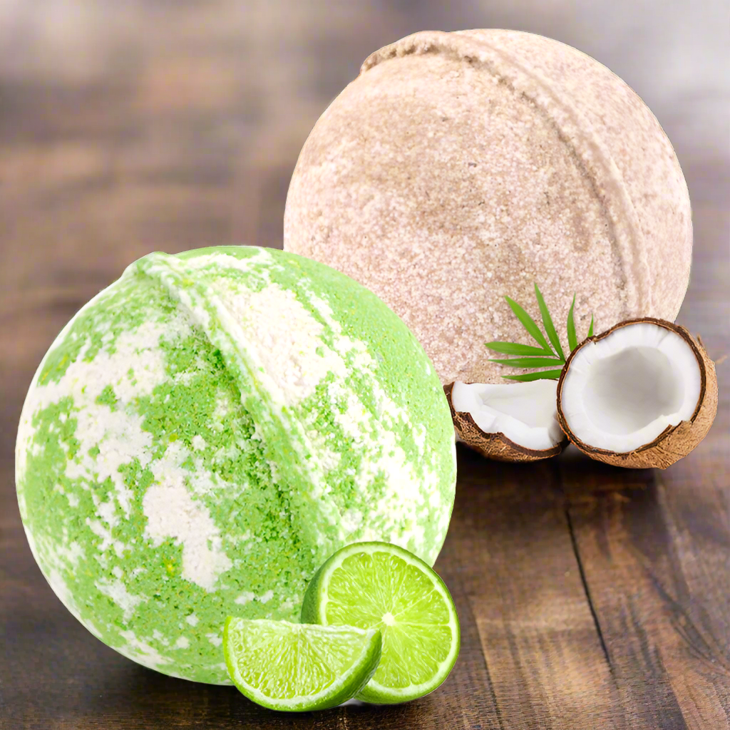 Bombes de bain au zeste de citron vert et à la crème de noix de coco (6 oz/chacune avec anneaux)