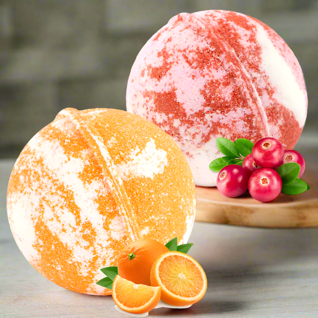 Bombas de baño Orange Kiss + Sweet Cranberry (6 oz/u. con anillos)