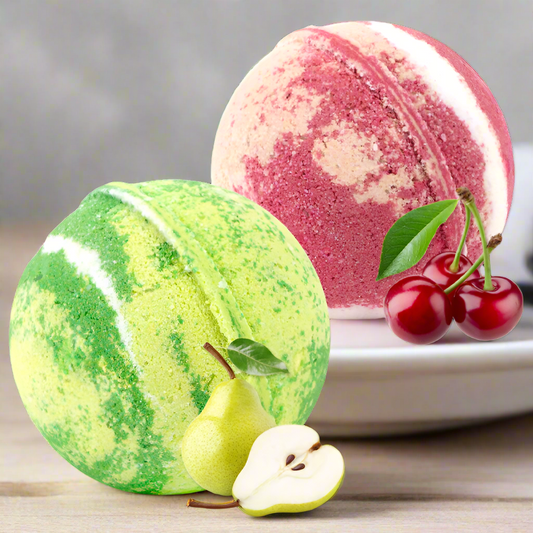 Bombes de bain à la poire sucrée et à la tarte aux cerises (6 oz/chacune avec anneaux)