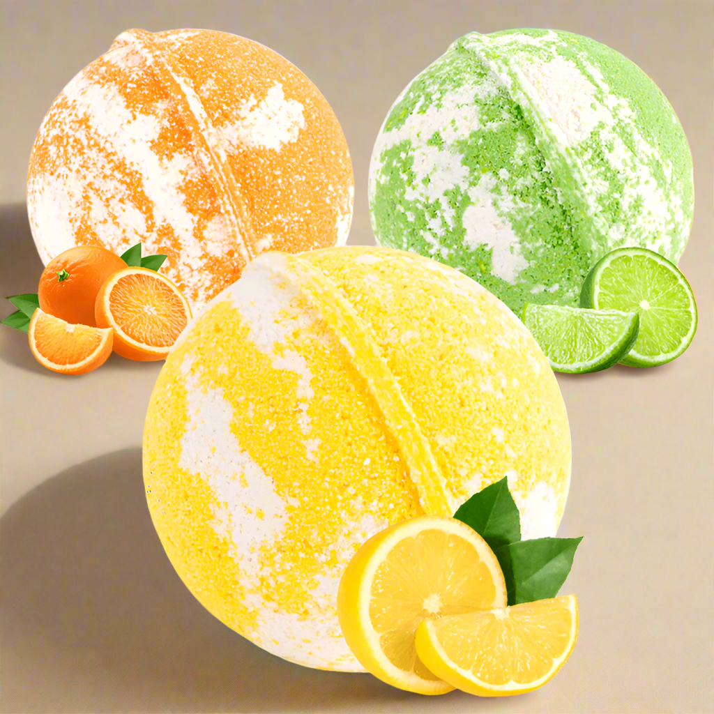 Lemon Drop + Lime Zest + Orange Kiss Bath Bombs (6oz/ea. w/Rings)