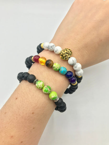 7 Chakra Lava Stone Essential Oil Diffuser Bracelet