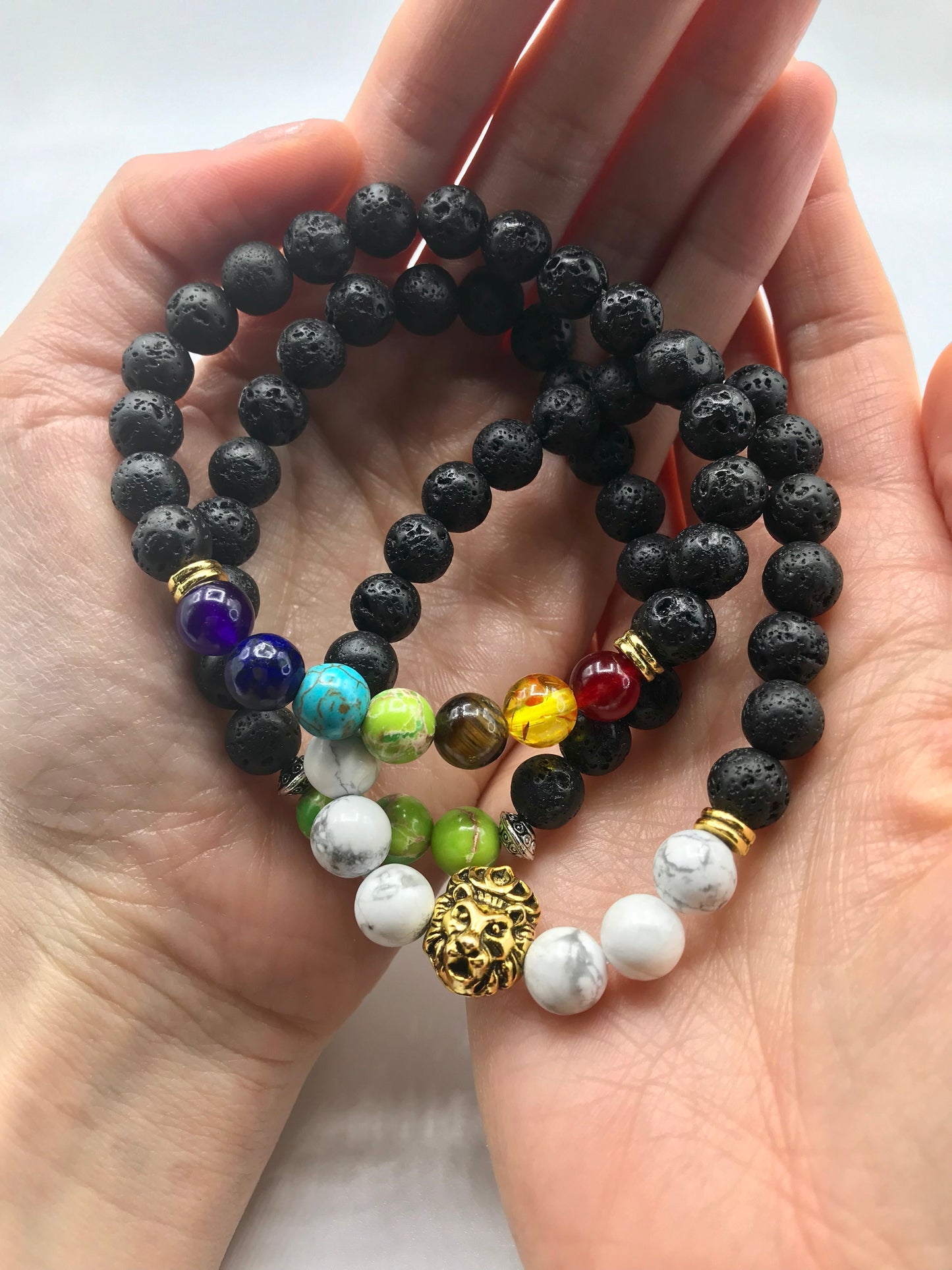 7 Chakra Lava Stone Essential Oil Diffuser Bracelet