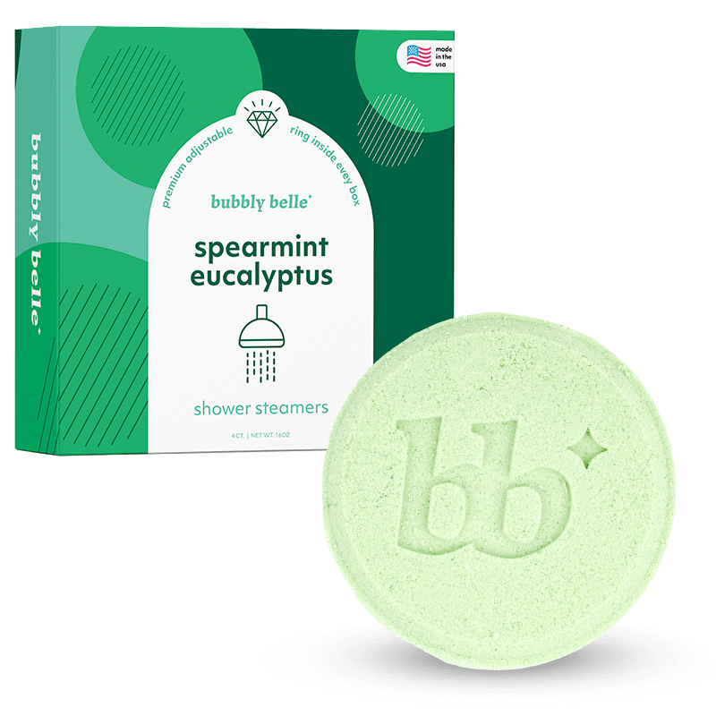 Spearmint Eucalyptus Shower Steamers (4 Pack+Ring+Shower Bag)