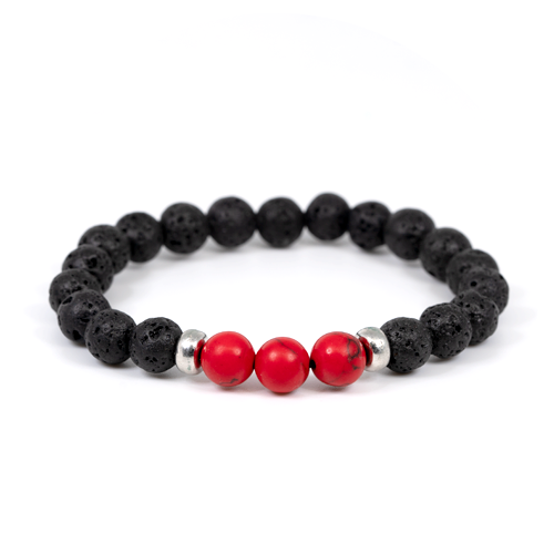 Red Bead Trio Lava Rock Diffuser Bracelet