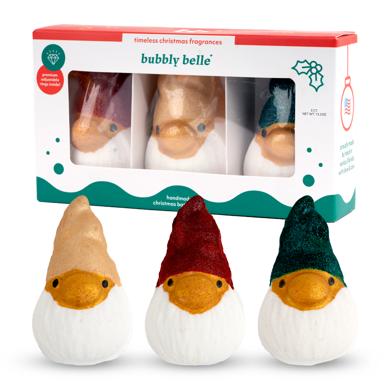 Gnome - 3 Pack Bath Bombs with Rings Gift Boxed