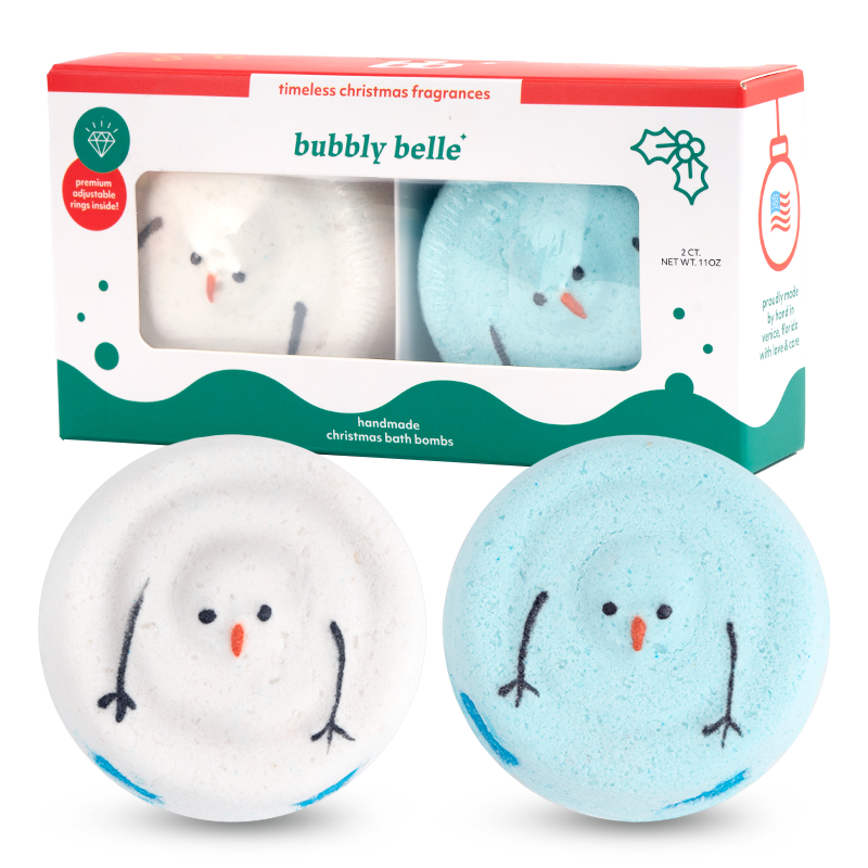 Melting Snowman - 2 Pack Bath Bombs with Rings Gift Boxed